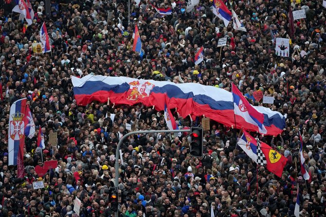 AP/„Scanpix“/Protestai Belgrade