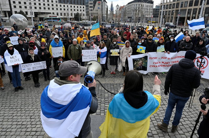 „Reuters“/„Scanpix“/Antikarinis protestas Bratislavoje