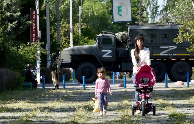 „AFP“/„Scanpix“/Rusijos pajėgų okupuotas Skadovskas