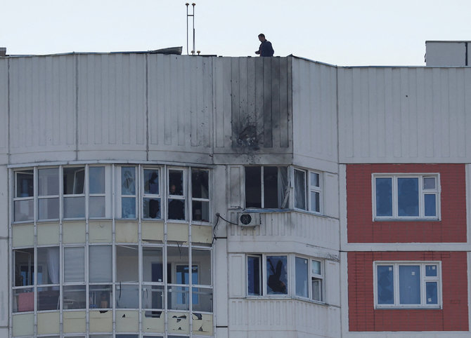 „Reuters“/„Scanpix“/Dronų atakos padariniai Maskvoje