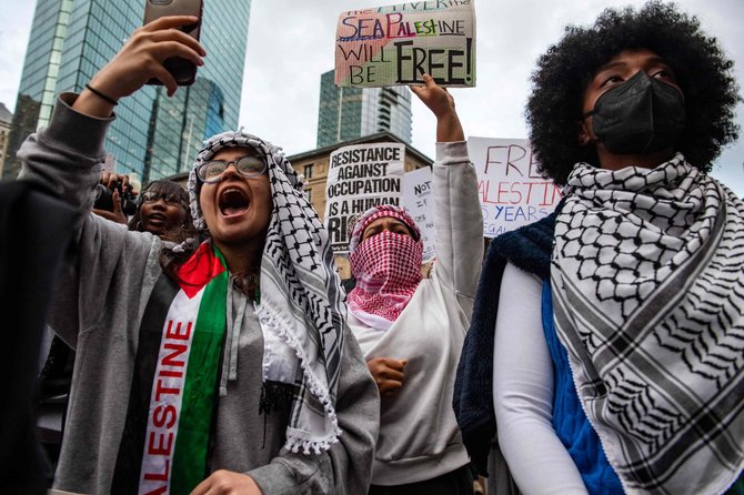 „AFP“/„Scanpix“/Protestas už Palestiną Bostone, JAV