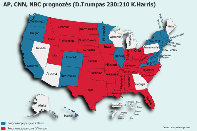 15min/AP, CNN, NBC prognozės