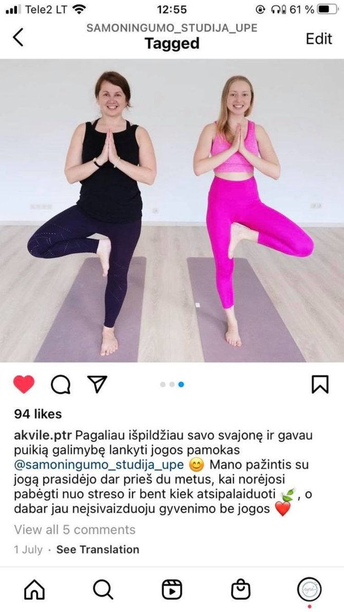 Studijos „Upė“ nuotr./Jaunimo joga „Instagram“