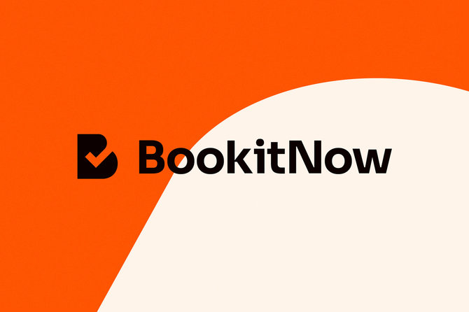 „Gera dovana“ iliustr./„BookitNow“ logotipas