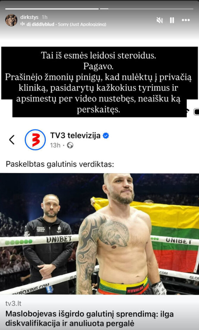 „Instagram“ nuotr./Dominykas Dirkstys apie Sergejų Maslobojevą