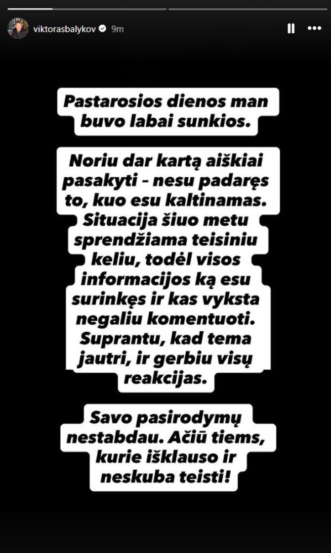 „Instagram“ nuotr./Viktoro Balykovo žinutė