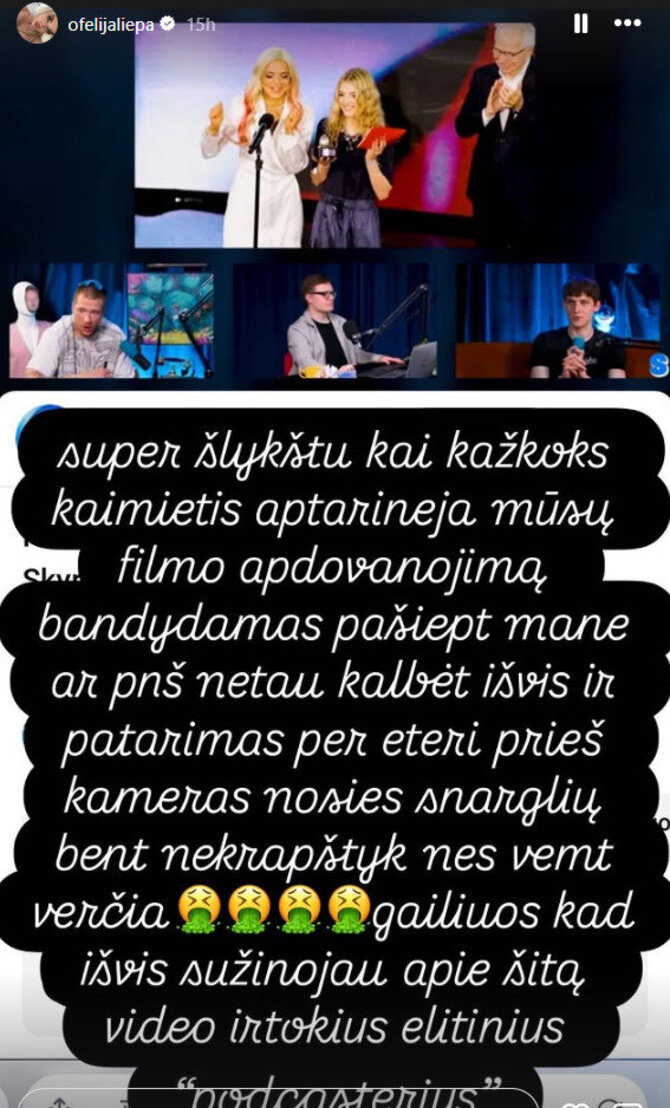 „Instagram“ nuotr./Ofelijos įrašai
