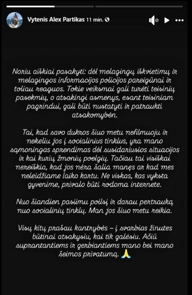 „Instagram“ nuotr./Vytenio Partiko įrašas