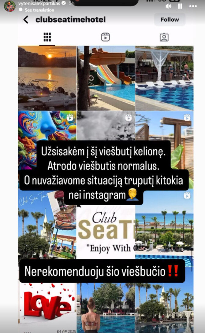 „Instagram“ nuotr./Vytenio Partiko atostogos Turkijoje