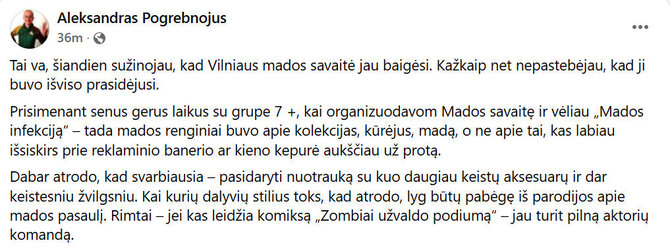 Ekrano nuotr./Aleksandro Pogrebnojaus įrašas