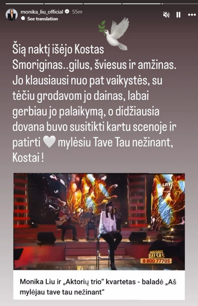 „Instagram“ nuotr./Monikos Liu įrašas