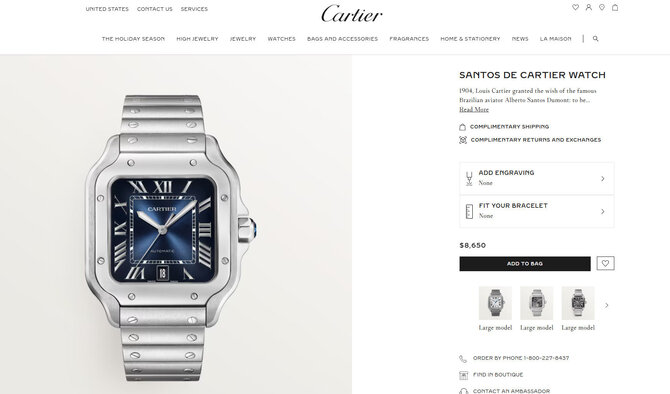Ekrano nuotr./„Cartier“ laikrodis