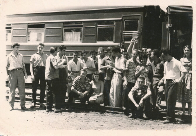 Pranešimo autorių nuotr. /Lietuvos estradinis orkestras gastrolių metu. Fotografas nežinomas. Apie 1960 m. Kauno miesto muziejaus fondai