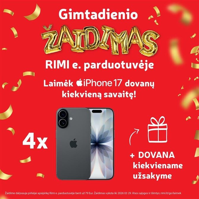 „Rimi“ nuotr./„Rimi.lt“ gimtadienio mėnuo: apsipirkus už 79 € – galimybė laimėti „iPhone 17“
