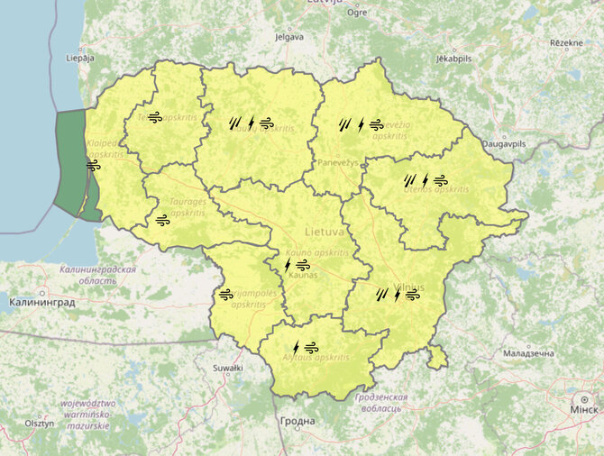 Meteo.lt/06.11 d. pavojingi reiškiniai