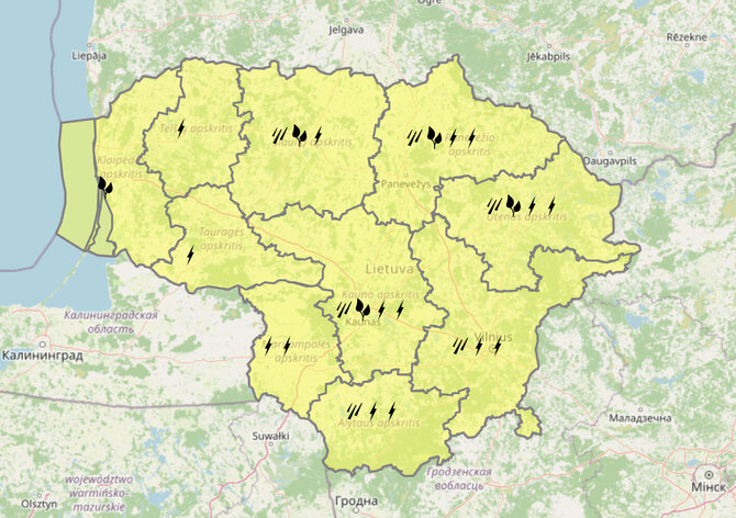 Meteo.lt/Pavojingi reiškiniai Lietuvoje birželio 21d.