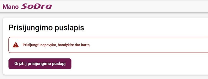 15min/Gyventojams nepavyksta prisijungti prie „Sodros“ paskyros