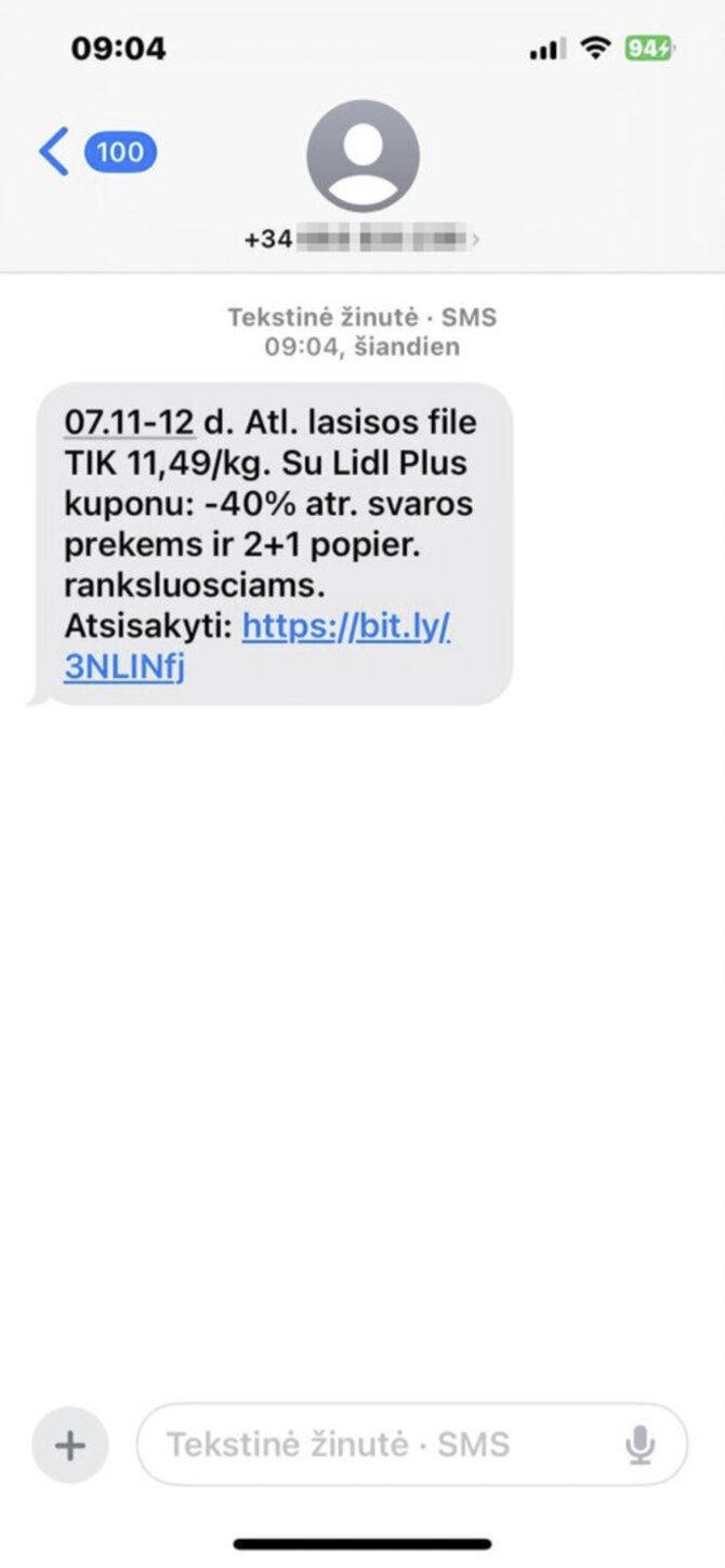 Atsiųsta žinutė