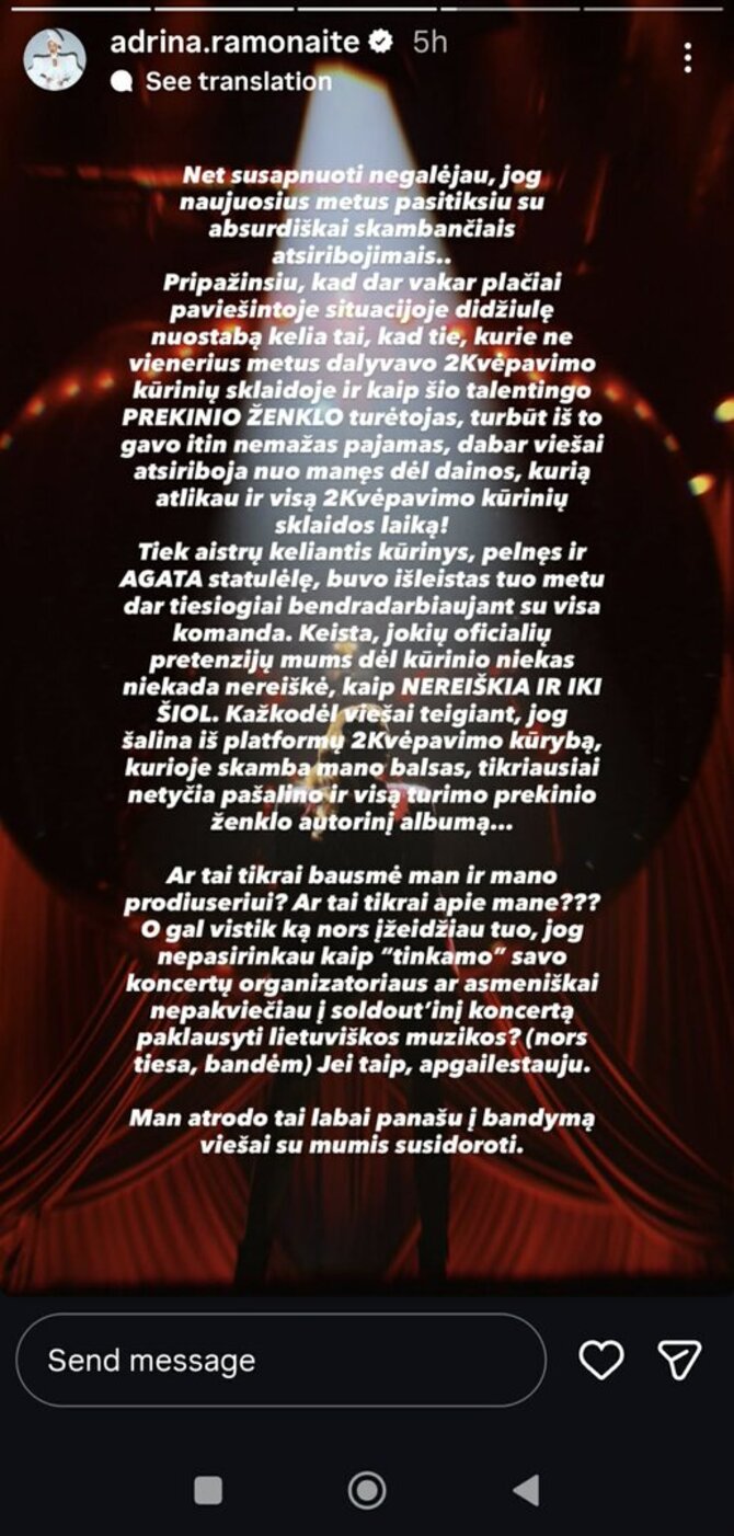 Soc. tinklų nuotr./Adrinos žinutė