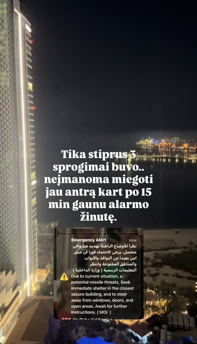 Soc. tinklų nuotr./Monikos Ra įrašas iš Dubajaus