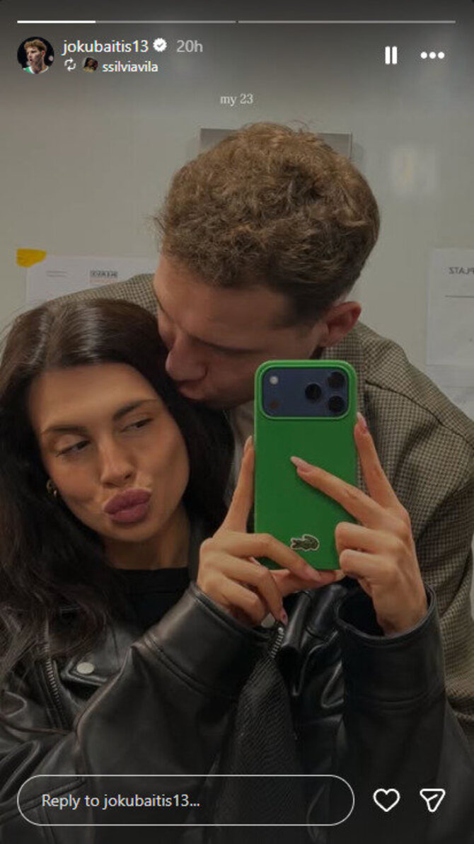 Soc. tinklų nuotr./Rokas Jokubaitis su mylimąja Silvia