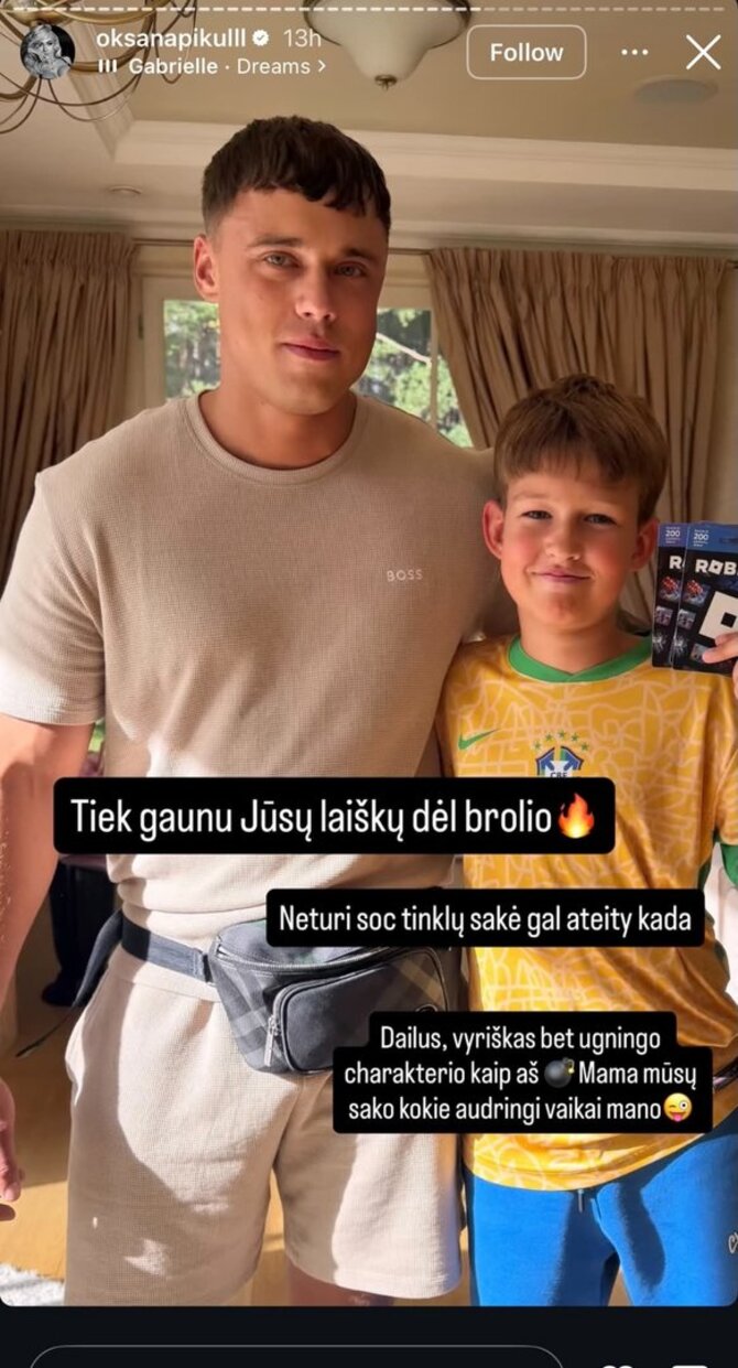 Asmeninio albumo nuotr./Oksanos Pikul sūnus Dominykas ir brolis Jonas