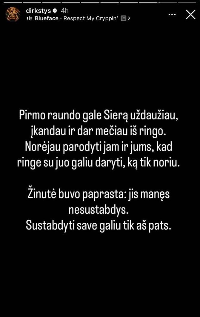 Soc. tinklų nuotr./Dominyko Dirksčio įrašas