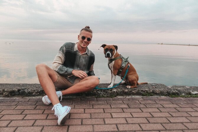 Asmeninio archvyo nuotr./Tadas Juodsnukis ir jo šuo Bela