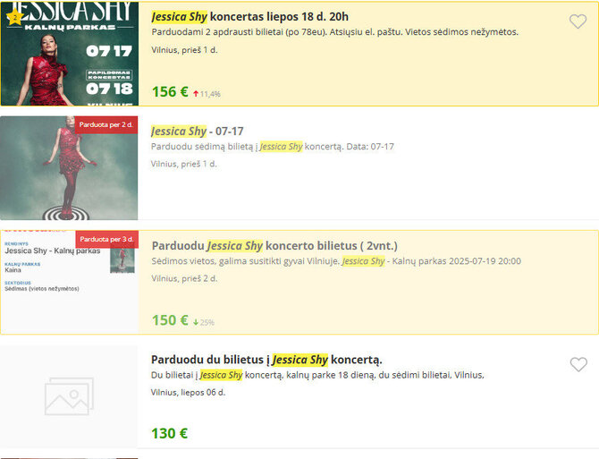 Skelbiu.lt nuotr./Jessicos Shy bilietų koncerto skelbimai