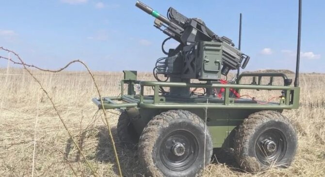 Ukrainos karinis robotas – kovinis modulis SHABLIA_MK19M. Ukrainos gynybos ministerijos nuotr.