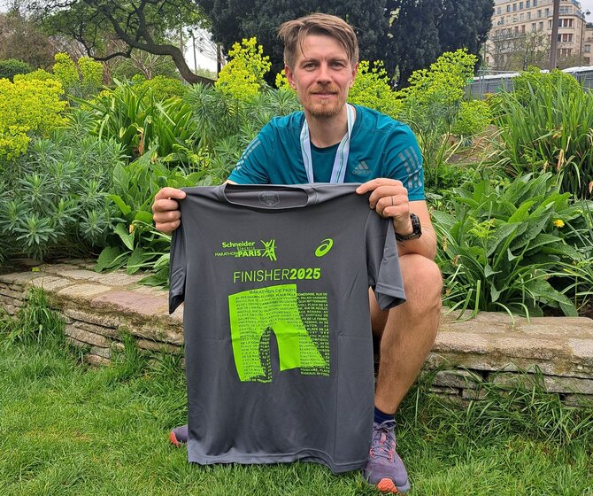 Asm. archyvo nuotr./Karolis Bareckas, ką tik įveikęs Paryžiaus maratoną