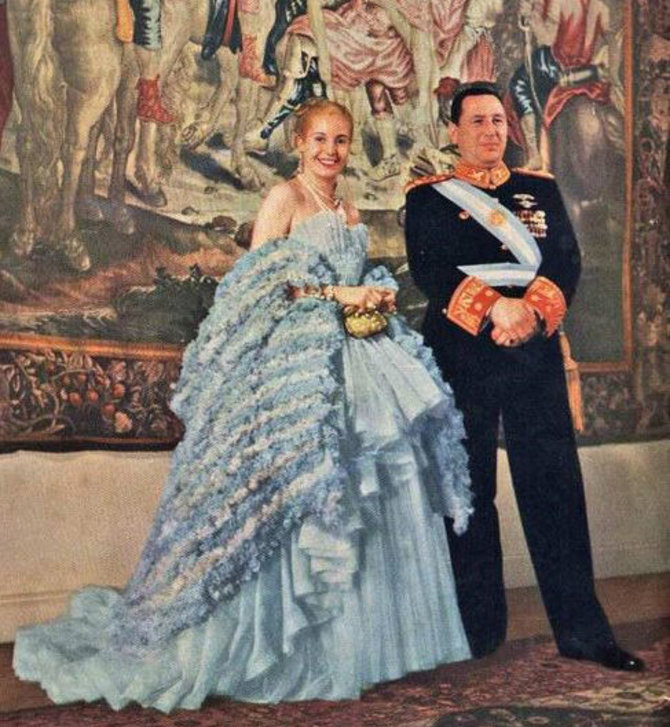 Wikipedia.org nuotr./Eva ir Juanas Perónai (1947 m.)
