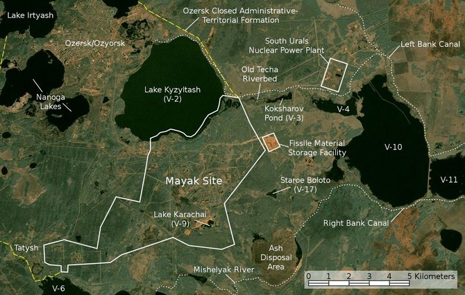 Wikipedia.org nuotr./Teritorija aplink „Majak“ – stipriai užteršta