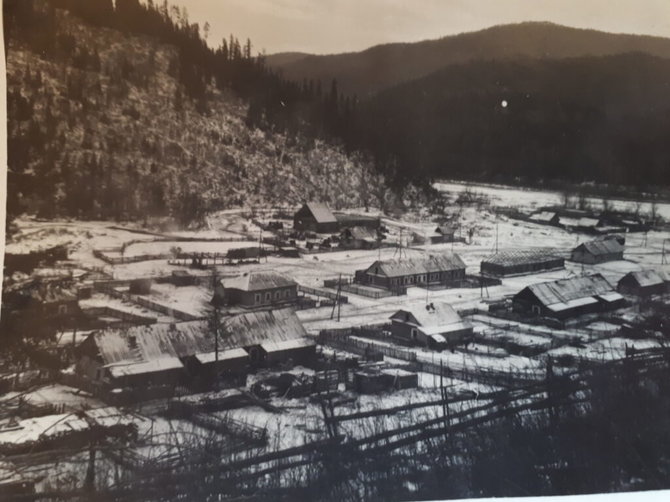 Asmeninio archyvo nuotr./Lietuvių apie 1960 metus pastatytas Beriozovos kaimas Krasnojarsko krašte, naujoje miško kirtavietėje.