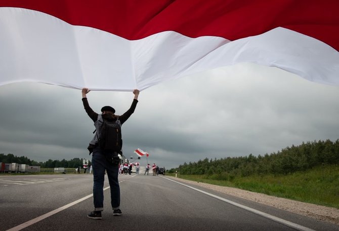 Gabrielės Navickaitės nuotr./Baltarusių protestas prie Medininkų pasienio punkto