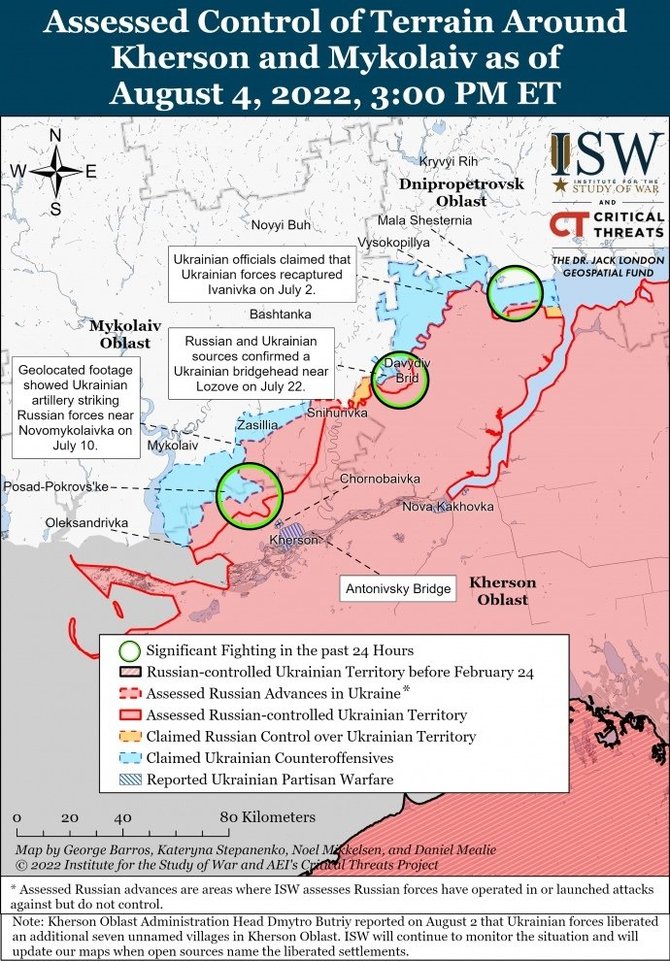 ISW žemėlapis/Frontas Chersono regione