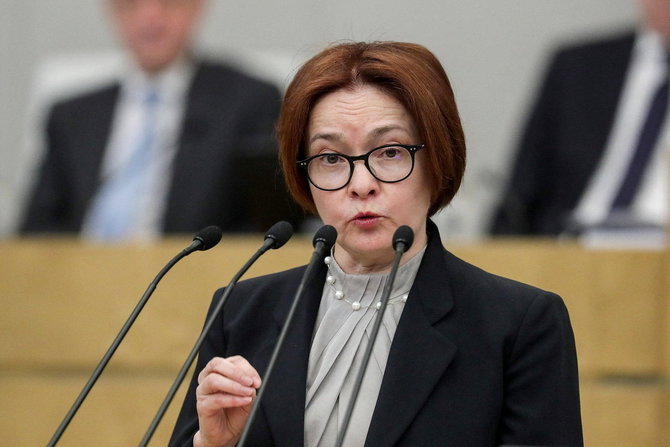 „Reuters“/„Scanpix“ nuotr./Rusijos centrinio banko vadovė Elvira Nabiulina