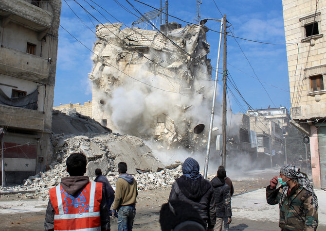 „Reuters“/„Scanpix“ nuotr./Žemės drebėjimo pasekmės Alepe