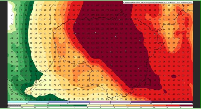 Lietuvos hidrometeorologijos tarnyba/Prognozuojamas kritulių kiekis