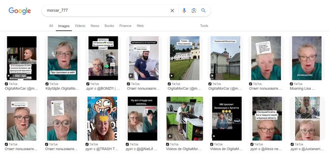 Ekrano nuotr./„Google“ paieškos rezultatai: buvę OlgitaMorCar (@morcar_777) vaizdo įrašai „TikTok“ platformoje