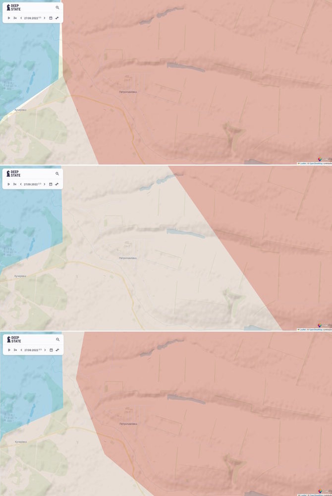 „Deep State“ žemėlapis/Fronto dinamika ties Petropavlivka 2022 metų rugsėjo 27 dieną