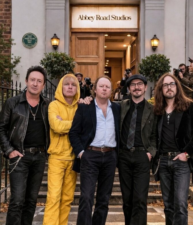Nuotrauka, kurioje neva įamžintas bitlų vaikų susitikimas prie „Abbey Road“ studijos Londone