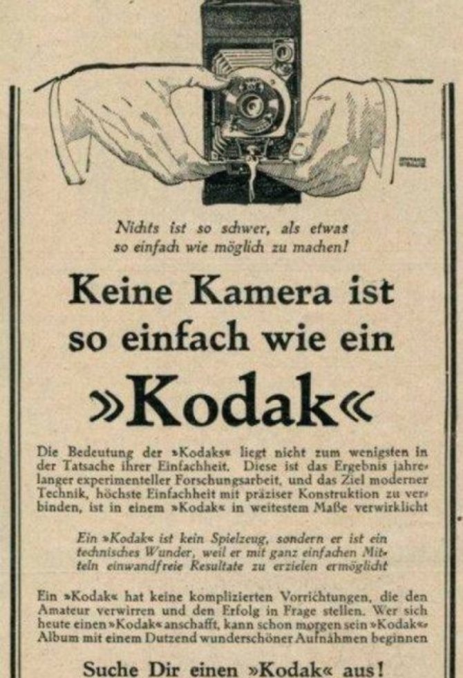 Wikipedia.org nuotr./Vokiška tarpukario laikotarpio „Kodak“ reklama
