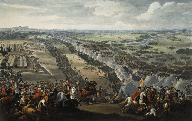 Wikipedia.org reprodukcija/Šiaurės karas: Pierre'o-Deniso Martino paveikslas „Poltavos mūšis“ (1726 m. drobė)