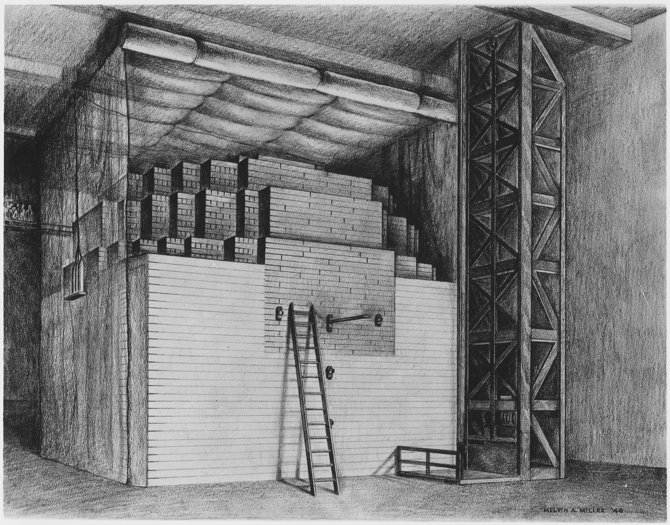 Wikipedia.org pieš./Eksperimentis reaktorius, kuriame Enrico Fermi komanda įvykdė pirmąją kontroliuojamą grandininę reakciją