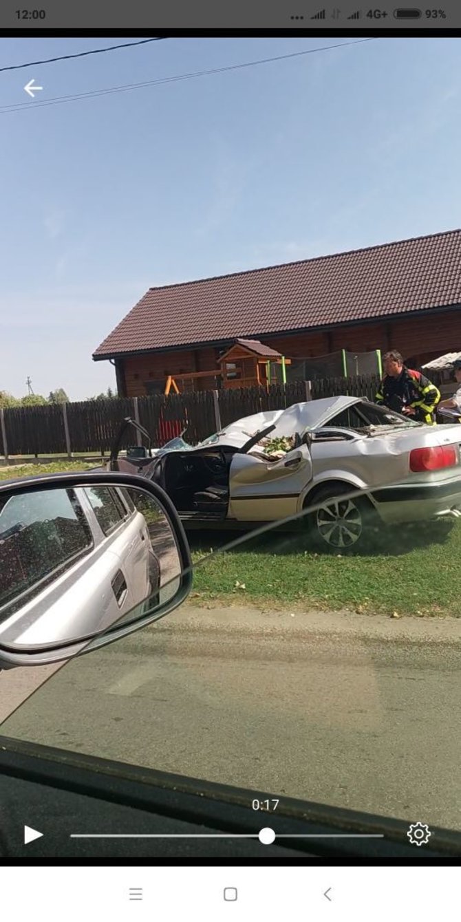 15min skaitytojos Simonos nuotr. /Kelmėje, Dvaro gatvėje, ant automobilio užvirto senas medis.