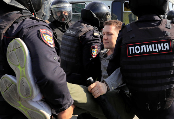 „Reuters“/„Scanpix“ nuotr./Nesankcionuotas protestas Maskvoje