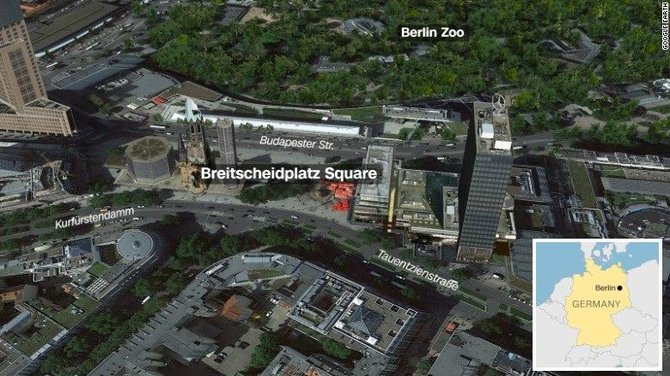 „Google maps“ nuotr./Žemėlapis vietos, kurioje Berlyne į Kalėdų mugę įskriejo sunkvežimis.