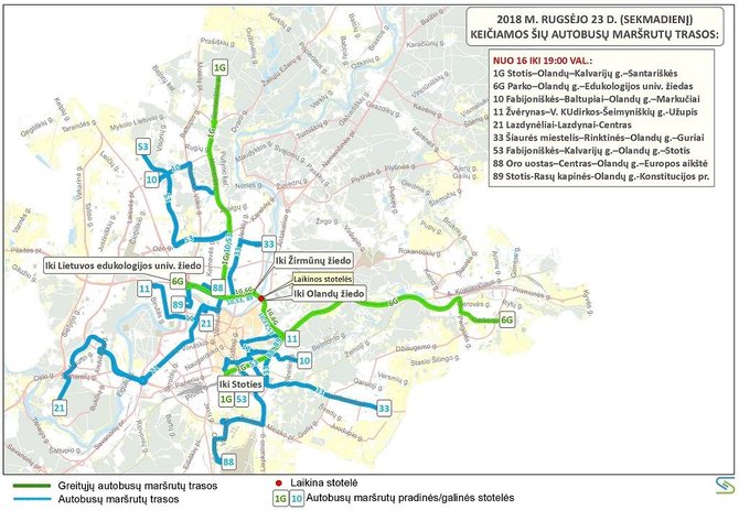 Savivaldybės nuotr./Autobusų maršrutų trasos rugsėjo 23 d.