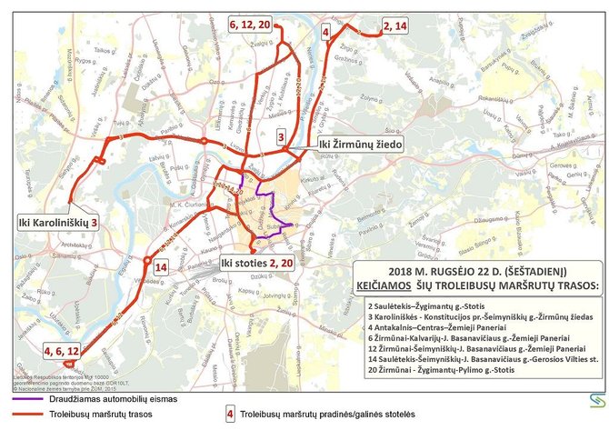 Savivaldybės nuotr./Troleibusų maršrutų trasos rugsėjo 22 d.